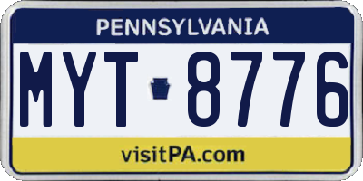 PA license plate MYT8776