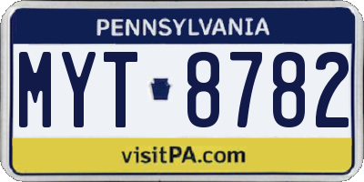 PA license plate MYT8782