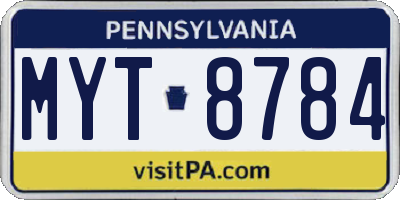 PA license plate MYT8784