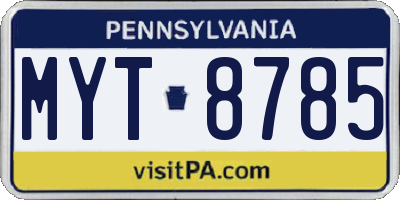 PA license plate MYT8785