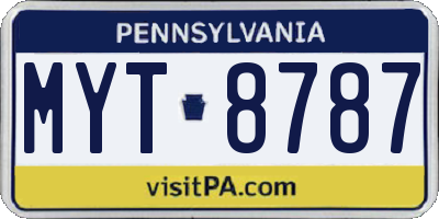 PA license plate MYT8787
