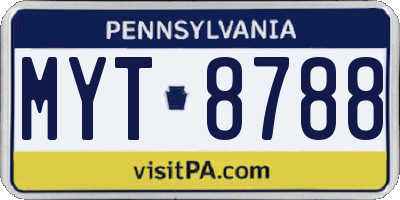 PA license plate MYT8788