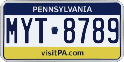 PA license plate MYT8789