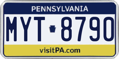 PA license plate MYT8790