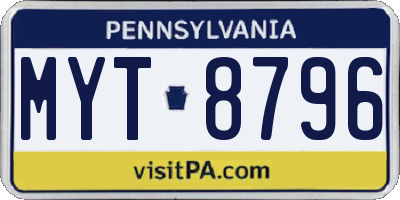 PA license plate MYT8796