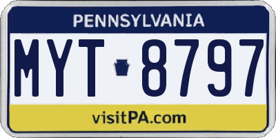 PA license plate MYT8797