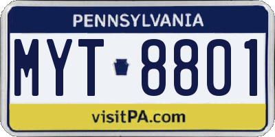 PA license plate MYT8801