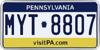 PA license plate MYT8807