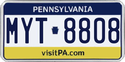 PA license plate MYT8808