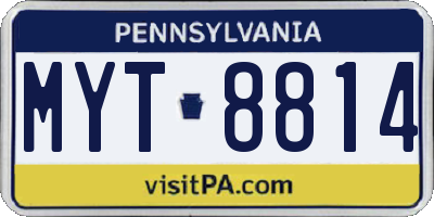 PA license plate MYT8814