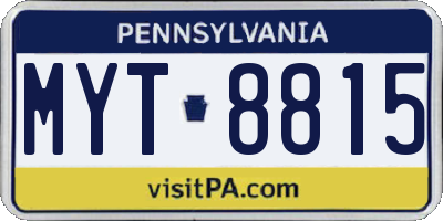 PA license plate MYT8815