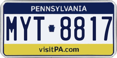 PA license plate MYT8817