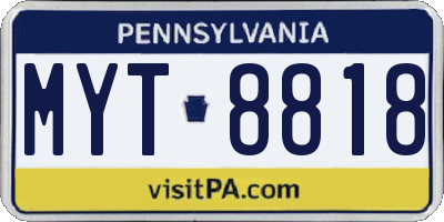 PA license plate MYT8818