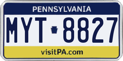 PA license plate MYT8827