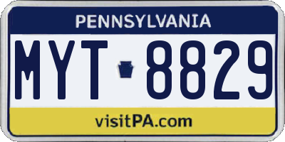 PA license plate MYT8829