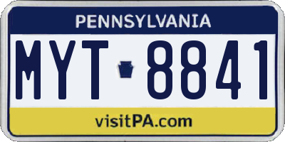 PA license plate MYT8841