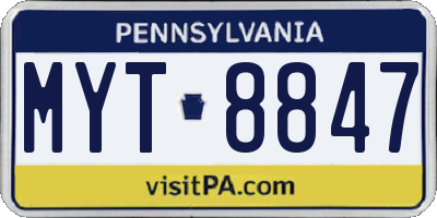 PA license plate MYT8847