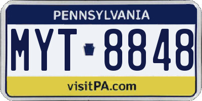 PA license plate MYT8848