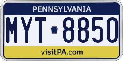 PA license plate MYT8850