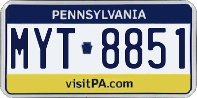 PA license plate MYT8851