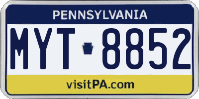 PA license plate MYT8852