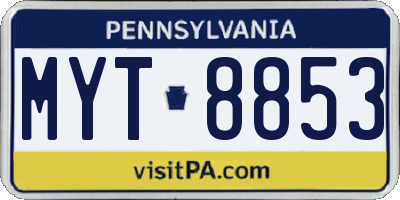 PA license plate MYT8853