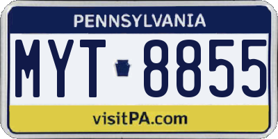 PA license plate MYT8855