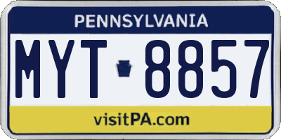 PA license plate MYT8857