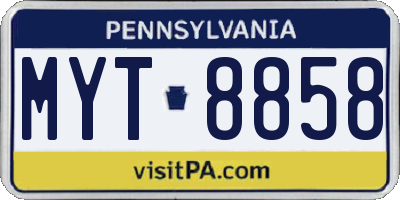 PA license plate MYT8858