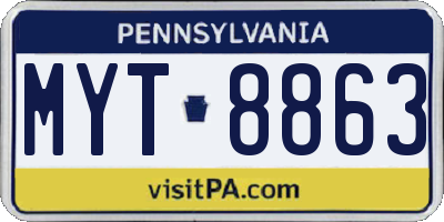 PA license plate MYT8863