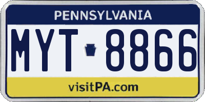 PA license plate MYT8866