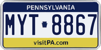 PA license plate MYT8867