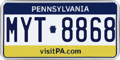 PA license plate MYT8868