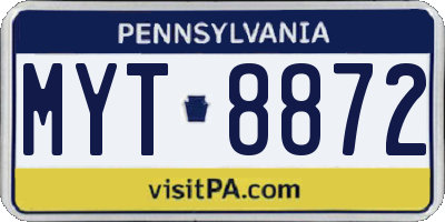 PA license plate MYT8872
