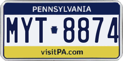 PA license plate MYT8874