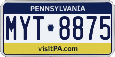 PA license plate MYT8875