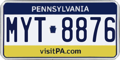 PA license plate MYT8876