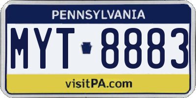PA license plate MYT8883