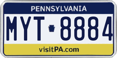 PA license plate MYT8884