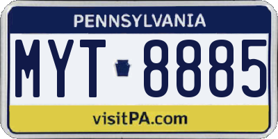 PA license plate MYT8885