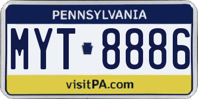 PA license plate MYT8886
