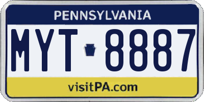 PA license plate MYT8887