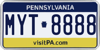 PA license plate MYT8888
