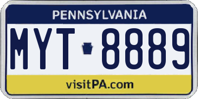 PA license plate MYT8889