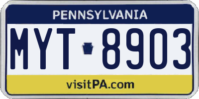 PA license plate MYT8903
