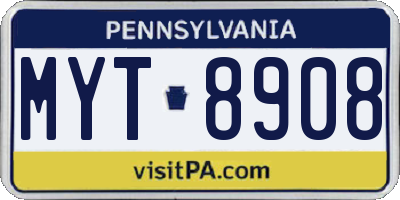 PA license plate MYT8908