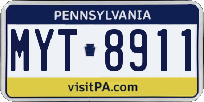 PA license plate MYT8911