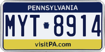 PA license plate MYT8914