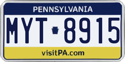 PA license plate MYT8915