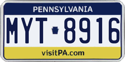 PA license plate MYT8916